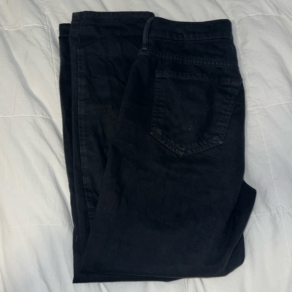 MOTHER The Dropout Black Boyfriend Jeans Size 27 Cropped Relaxed Fit - Picture 4 of 7